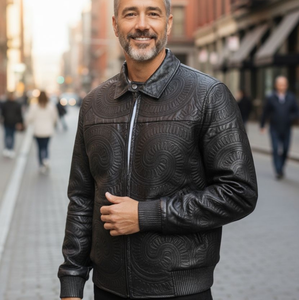 Max USA Italian Leather Embroiderd Jacket